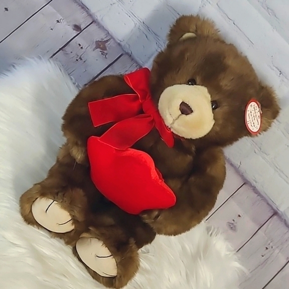 GUND 19" Classic Brown Teddy Bear Red Ribbon & Star Plush Stuffed Animal Toy - Picture 3 of 13